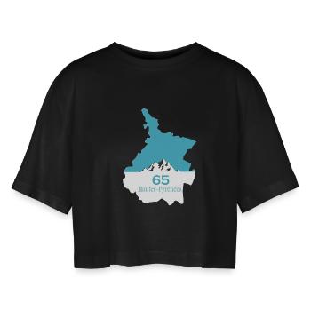 Hautes-Pyrénées - T-shirt court oversize Femme - noir - Devant - AI Model Female 172 light (172cm)