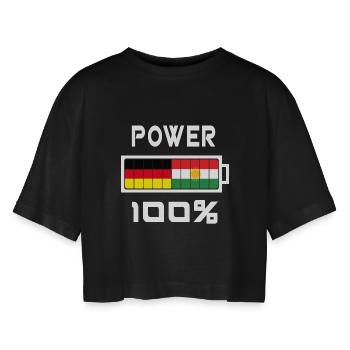 Deutschland und Kurdistan Power 100% - Frauen Oversized Cropped T-Shirt - Schwarz - Vorne - AI Model Female 172 light (172cm)