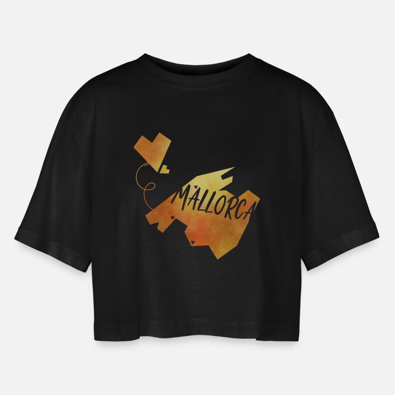 Mallorca - Frauen Oversized Cropped T-Shirt - Schwarz
