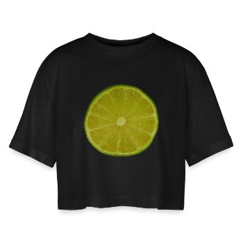 Tranche de citron vert - T-shirt court oversize Femme - noir - Devant - AI Model Female 172 light (172cm)