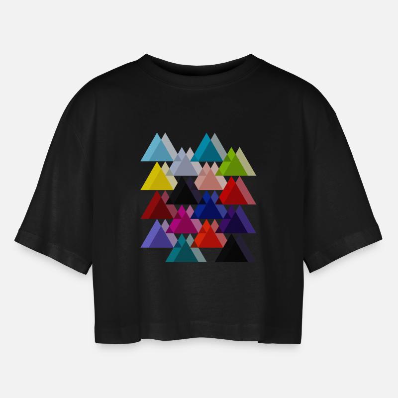 Double triangles - Women’s Oversized Cropped T-Shirt - black