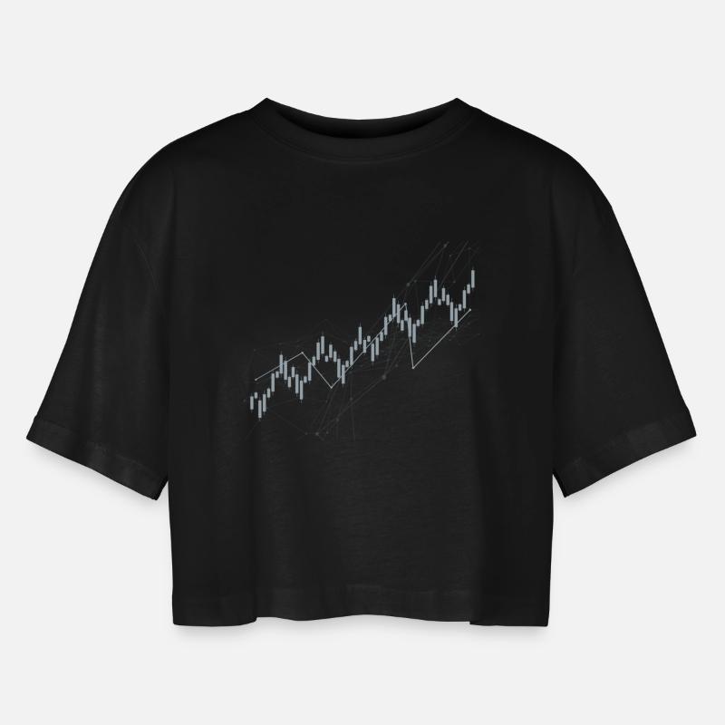 Candlestick chart - Women’s Oversized Cropped T-Shirt - black