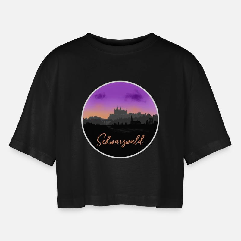 Orizzonte della Foresta Nera - Maglietta corta dal taglio oversize per donna - nero