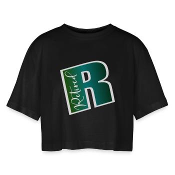 ABSCHIEDSJOB - RUHESTAND IM RUHESTAND - Frauen Oversized Cropped T-Shirt - Schwarz - Vorne - AI Model Female 172 light (172cm)