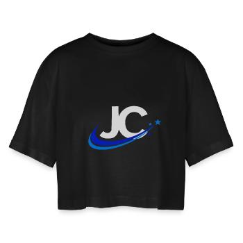 JC - Women’s Oversized Cropped T-Shirt - black - Front - AI Model Female 172 light (172cm)