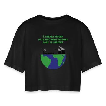 Planète Terre - T-shirt court oversize Femme - noir - Devant - AI Model Female 172 light (172cm)