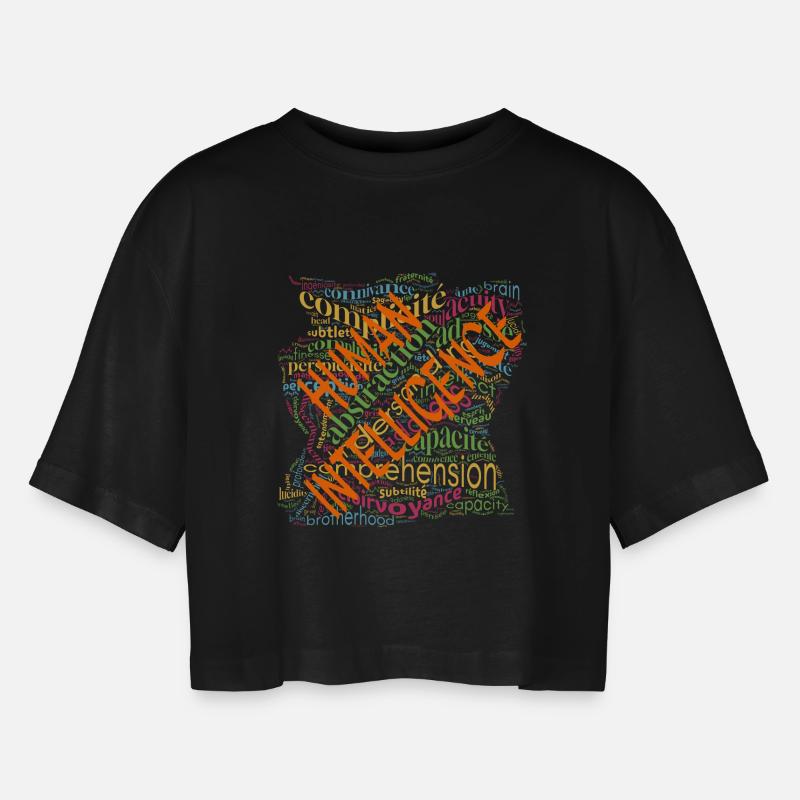 Human Intelligence Cloud - Women’s Oversized Cropped T-Shirt - black