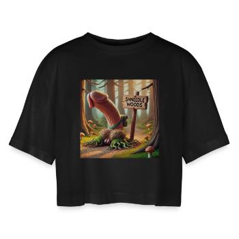 Penis Cock Cock Shneedle Woods - T-shirt court oversize Femme - noir - Devant - AI Model Female 172 light (172cm)