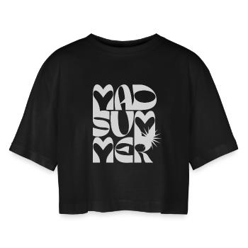 Bold Summer Love Typography - Women’s Oversized Cropped T-Shirt - black - Front - AI Model Female 172 light (172cm)