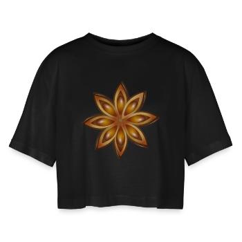 Bright star anise – spice and medicinal plant - Women’s Oversized Cropped T-Shirt - black - Front - AI Model Female 172 light (172cm)