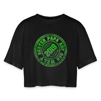 2019 - Women’s Oversized Cropped T-Shirt - black - Front - AI Model Female 172 light (172cm)