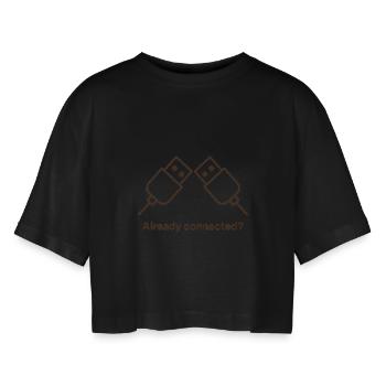 already connected - Women’s Oversized Cropped T-Shirt - black - Front - AI Model Female 172 light (172cm)