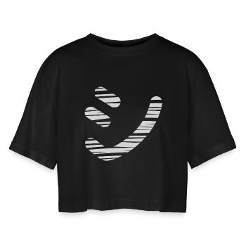 Texte japonais 'シ' (Shi)- Pinceau - T-shirt court oversize Femme - noir - Devant - AI Model Female 172 light (172cm)