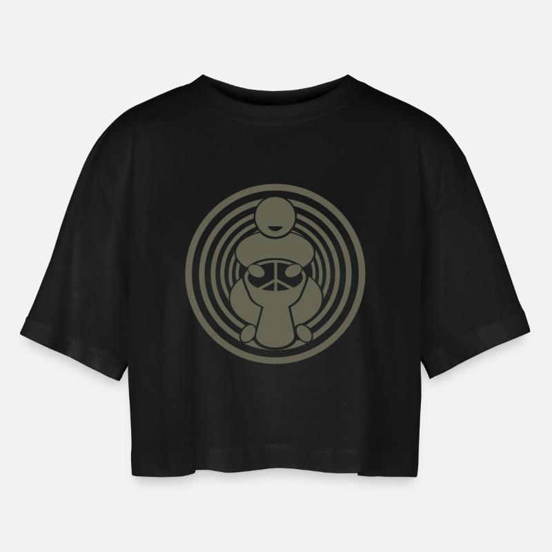 Djembe Player - Women’s Oversized Cropped T-Shirt - black