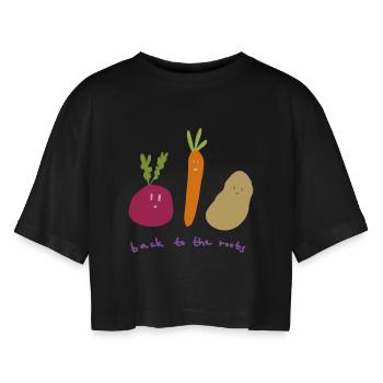 Retour aux racines - T-shirt court oversize Femme - noir - Devant - AI Model Female 172 light (172cm)