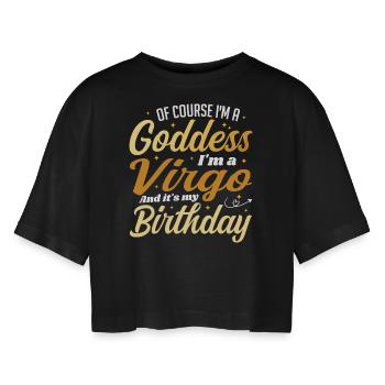 I'm A Virgo Women Goddess Virgo Queen Its My B-day - T-shirt court oversize Femme - noir - Devant - AI Model Female 172 light (172cm)