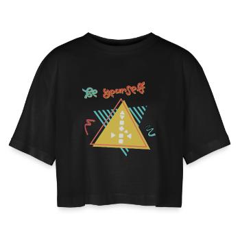 Be Yourself - Women’s Oversized Cropped T-Shirt - black - Front - AI Model Female 172 light (172cm)