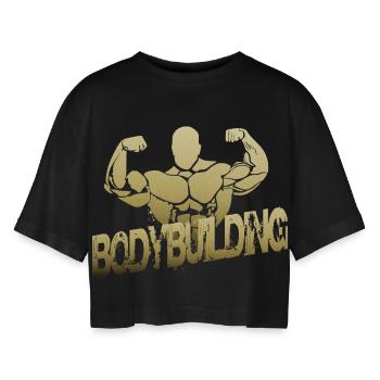 Body Building - Frauen Oversized Cropped T-Shirt - Schwarz - Vorne - AI Model Female 172 light (172cm)