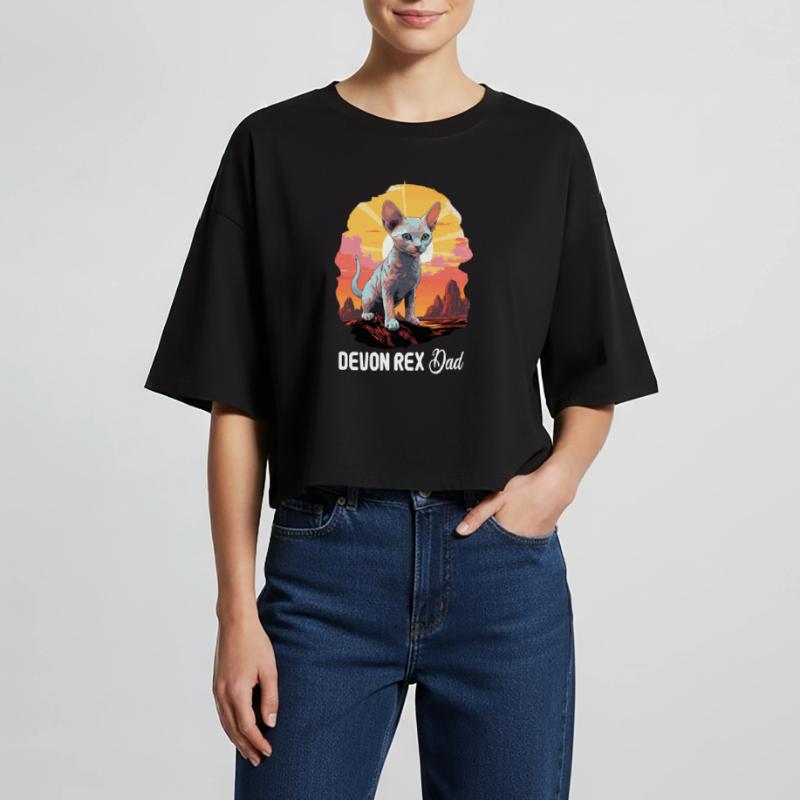 Chaton Devon Rex Chat Devon Rex T-shirt court oversize Femme