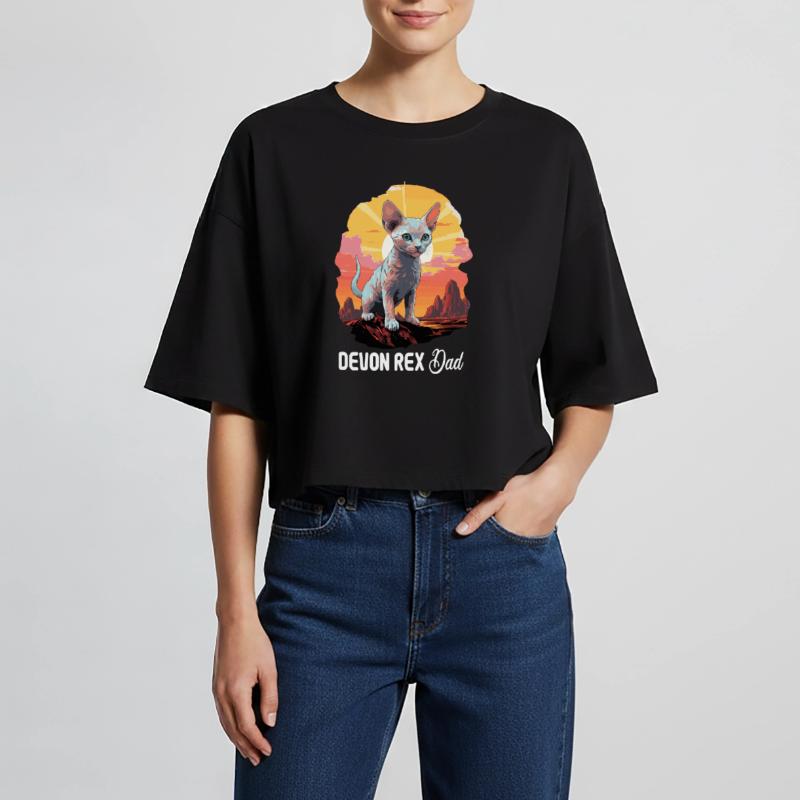 Devon Rex Kätzchen Devon Rex Katze Frauen Oversized Cropped T-Shirt