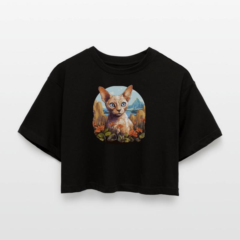 Chaton Devon Rex Chat Devon Rex T-shirt court oversize Femme