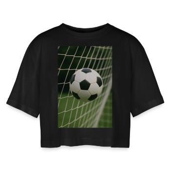 Sport - Football dans les buts - T-shirt court oversize Femme - noir - Devant - AI Model Female 172 light (172cm)