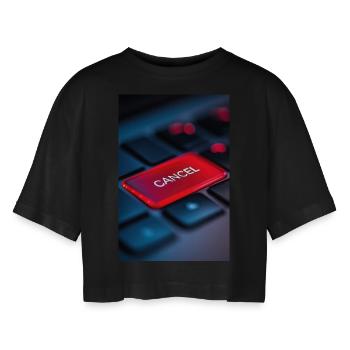 Rouge Annuler Mise en évidence de la touche - T-shirt court oversize Femme - noir - Devant - AI Model Female 172 light (172cm)