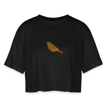Bird - Frauen Oversized Cropped T-Shirt - Schwarz - Vorne - AI Model Female 172 light (172cm)