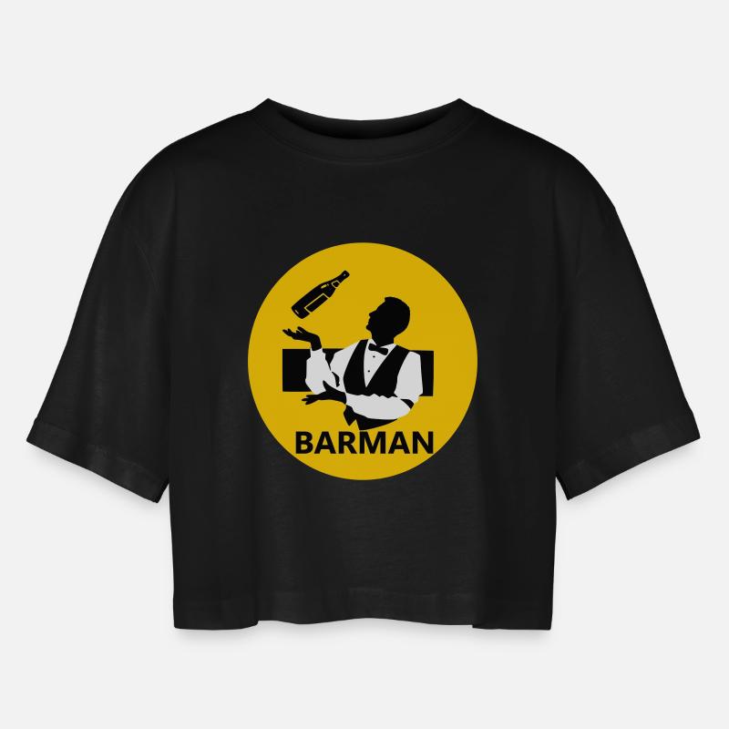 Barkeeper - Frauen Oversized Cropped T-Shirt - Schwarz