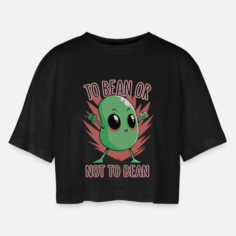 Bohne oder nicht Bohne - Frauen Oversized Cropped T-Shirt - Schwarz