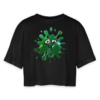 Kranker Schleim - Frauen Oversized Cropped T-Shirt - Schwarz - Vorne - AI Model Female 172 light (172cm)
