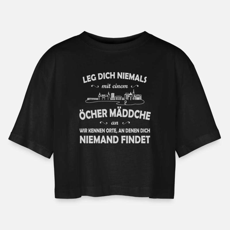 Öcher Mädchen - Frauen Oversized Cropped T-Shirt - Schwarz