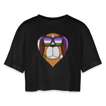 Genderqueer Lgbt Dog St. Bernard - Women’s Oversized Cropped T-Shirt - black - Front - AI Model Female 172 light (172cm)