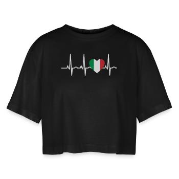 I LOVE ekg heartbeat Italie italia italy - T-shirt court oversize Femme - noir - Devant - AI Model Female 172 light (172cm)