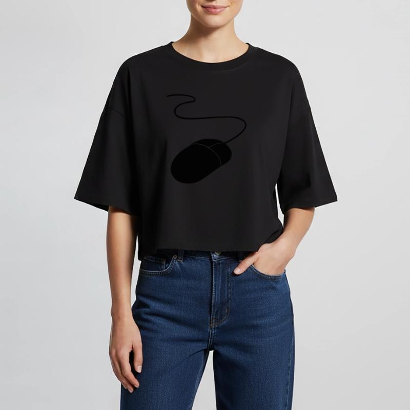 computermaus Frauen Oversized Cropped T-Shirt
