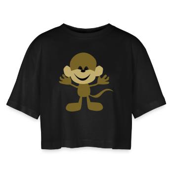 affe - Frauen Oversized Cropped T-Shirt - Schwarz - Vorne - AI Model Female 172 light (172cm)