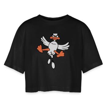Canard oiseau volant excréments Attaque d’en haut Attaque Fun - T-shirt court oversize Femme - noir - Devant - AI Model Female 172 light (172cm)