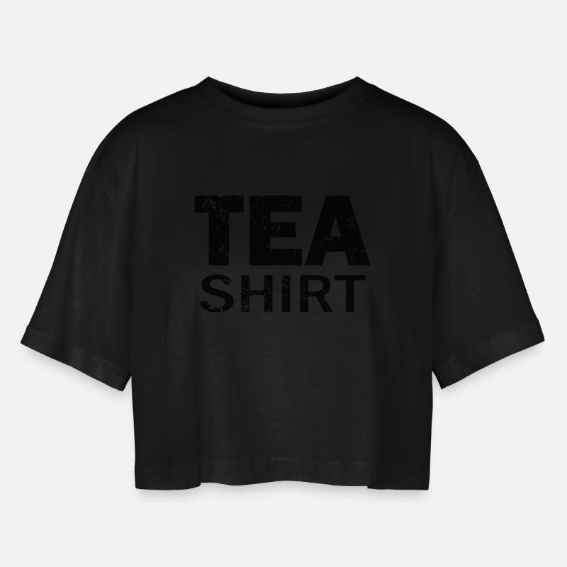 Tea Shirt - Women’s Oversized Cropped T-Shirt - black