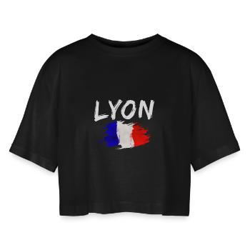 Lyon France Ville Drapeau Lyon - T-shirt court oversize Femme - noir - Devant - AI Model Female 172 light (172cm)