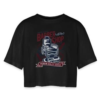 Salon de coiffure vintage2 - T-shirt court oversize Femme - noir - Devant - AI Model Female 172 light (172cm)