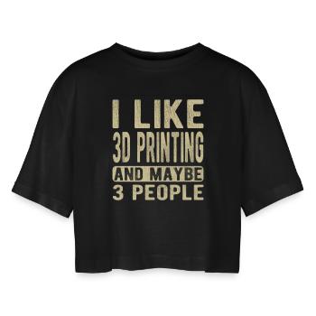 3D printing Saying - Women’s Oversized Cropped T-Shirt - black - Front - AI Model Female 172 light (172cm)
