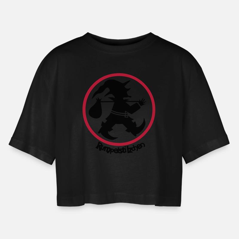 rumpelstilzchen - Women’s Oversized Cropped T-Shirt - black