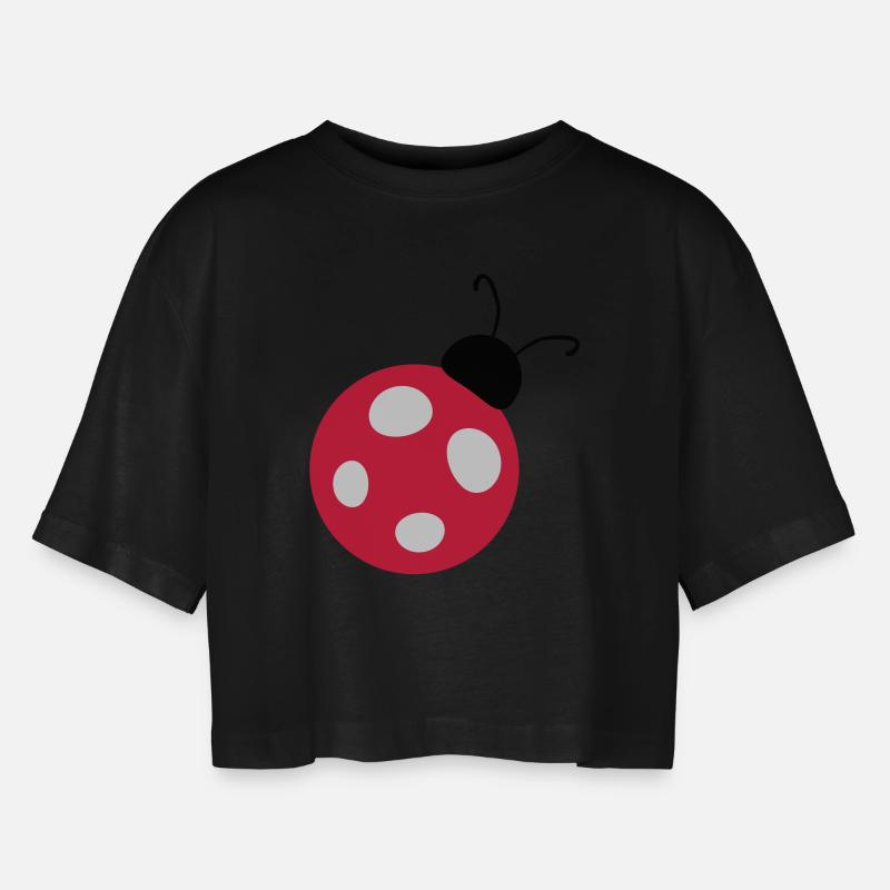 Ladybug - Women’s Oversized Cropped T-Shirt - black