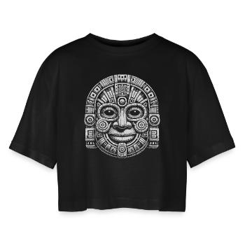 Mask - Women’s Oversized Cropped T-Shirt - black - Front - AI Model Female 172 light (172cm)