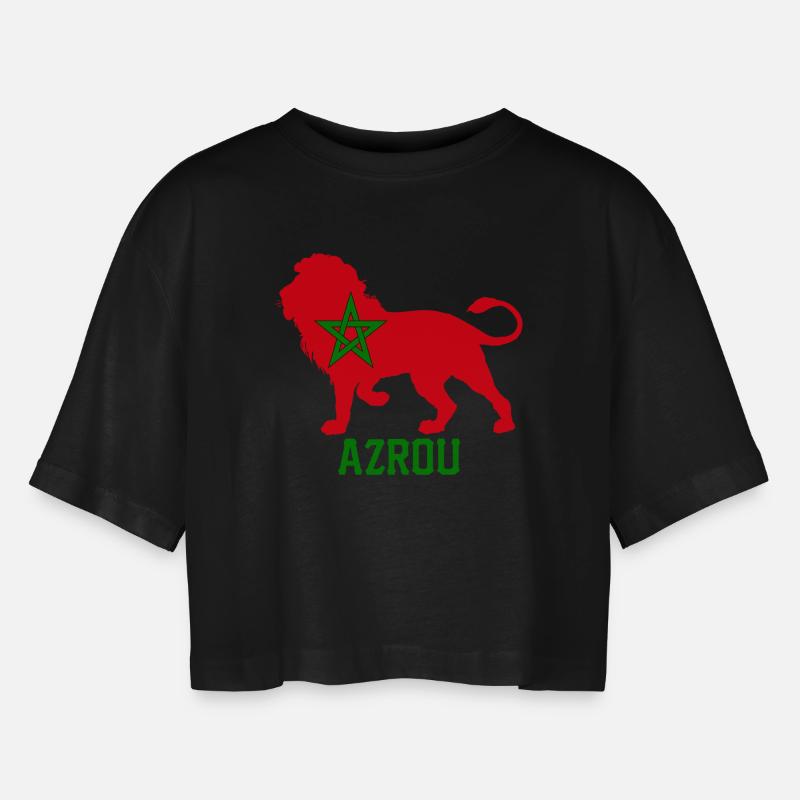 AZROU - Women’s Oversized Cropped T-Shirt - black