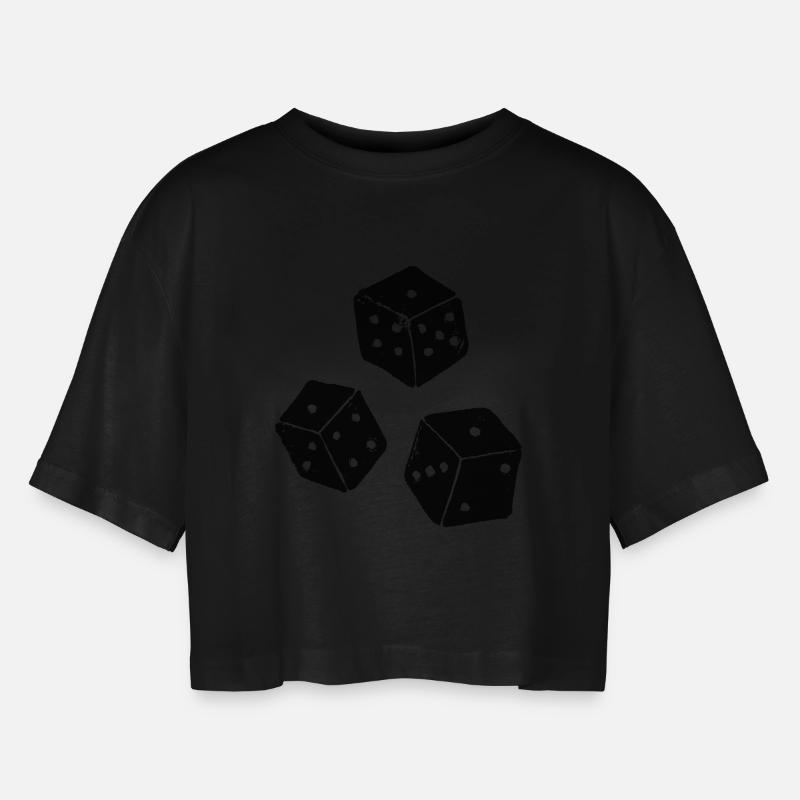 Chicago | Chick | Chigg Dice Game - Women’s Oversized Cropped T-Shirt - black