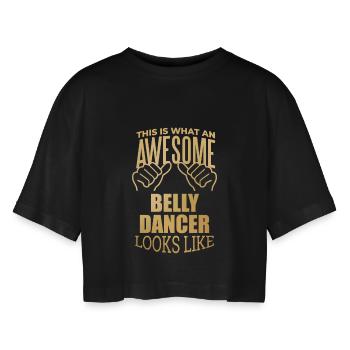 Belly Dance - Women’s Oversized Cropped T-Shirt - black - Front - AI Model Female 172 light (172cm)