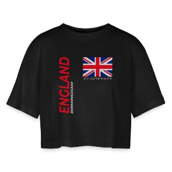 Birmingham - Women’s Oversized Cropped T-Shirt - black - Front - AI Model Female 172 light (172cm)