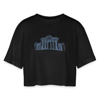 Berlin Brandenburger Tor - Frauen Oversized Cropped T-Shirt - Schwarz - Vorne - AI Model Female 172 light (172cm)
