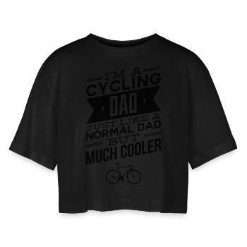 Cycling Dad - Bicycle Cycling Cyclist Slogan - Women’s Oversized Cropped T-Shirt - black - Front - AI Model Female 172 light (172cm)